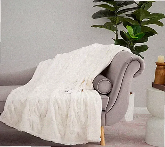 Berkshire Diamond Quilted Grace Fur Heated Throw 50x60
