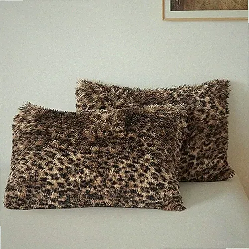 Fluffy Faux Fur Pillowcases, Set of 2 26" x 20" (Pack of 2) Cheetah Print