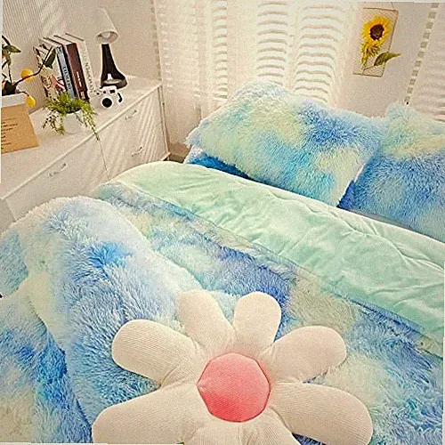 Full Size Bedding Sets 3 Pieces Faux Fur Plush Shaggy Duvet Full (3PCS) Green