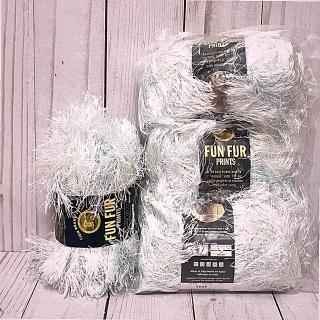 Lion Brand Yarn Fun Fur Prints Color Glacier #5 Bulky Lot of 4 Skeins NEW!!