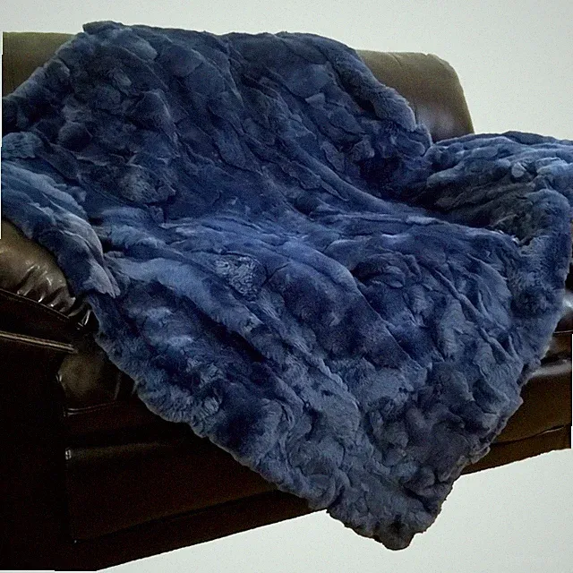 Luxury Real Rex Rabbit Fur Throw Blanket Couch Armchair Mat Bedspread 55x79inch