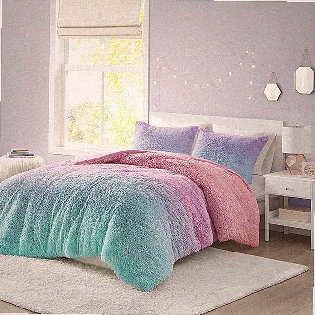 Mi Zone Primrose Shaggy Faux Fur Ultra Soft Comforter Set Twin XL Queen Full