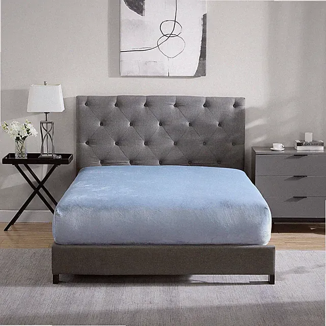 Plush Fur Fitted Sheet - Ultra Soft & Thick Plush Fur - All Full Blue Fog