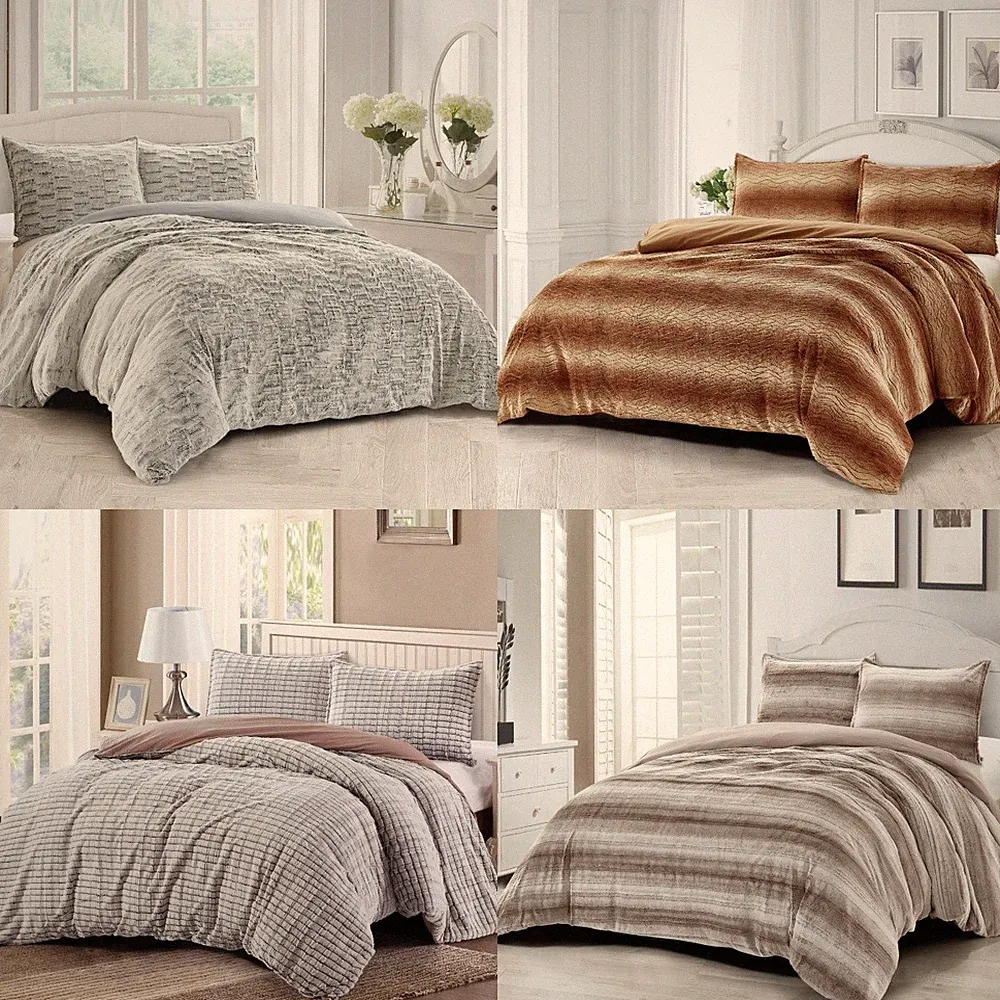 Plush Shaggy Duvet Cover Set Luxury Ultra Soft Faux Fur Bedding Sets 3 Pieces
