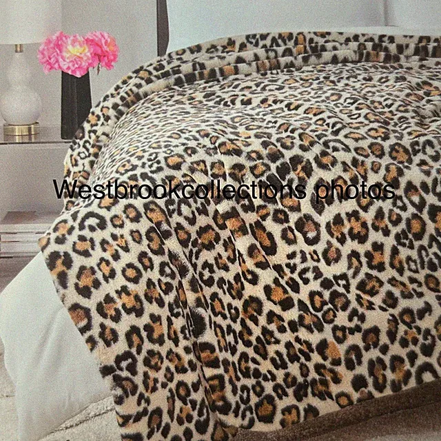 Rachel Zoe GORGEOUS Faux Fur Leopard Design FULL /QUEEN Heavy Blanket 90x90