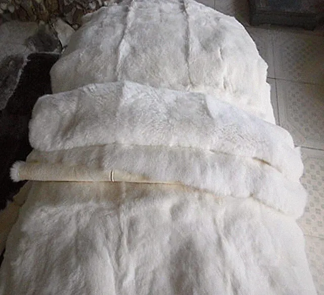 Real Rabbit Fur White Blanket & Real Fur Carpet Rug Throw Leather Fur Carpet