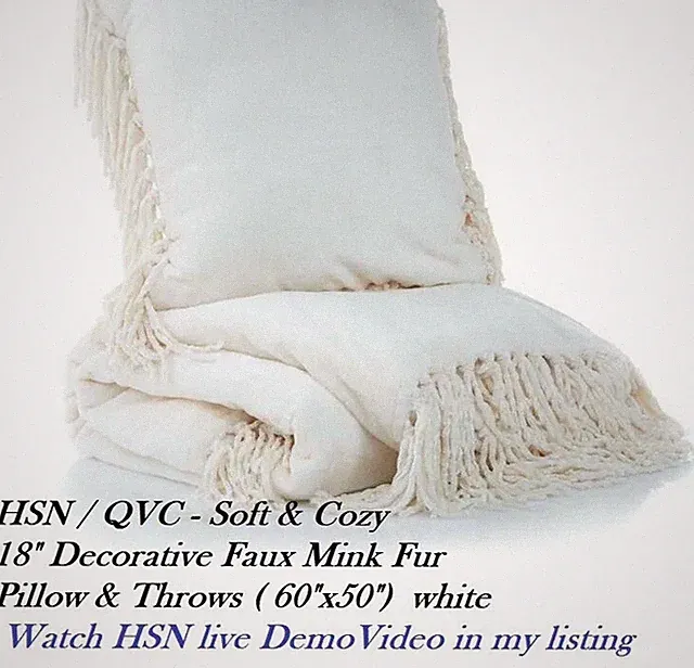 Soft & Cozy Fur 18" Decorative Pillow & Throws white - demo video in listing
