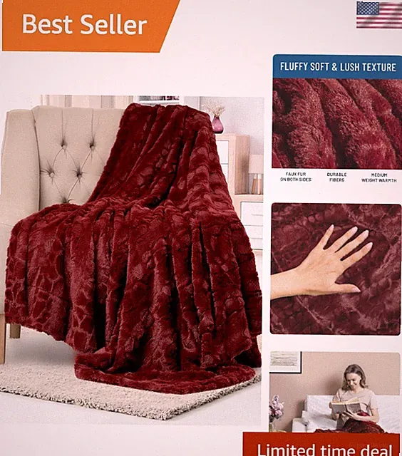 Soft & Luxurious Faux Fur Throw Blanket in Red - Modern Style